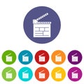 Movie cracker icons set vector color Royalty Free Stock Photo