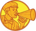 Movie Director Megaphone Vintage Circle Mono Line