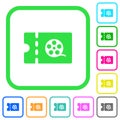 Movie discount coupon vivid colored flat icons