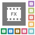 Movie effects square flat icons