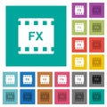 Movie effects square flat multi colored icons