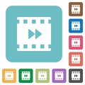 Movie fast forward rounded square flat icons