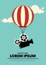 Movie and film poster design template background with vintage film camera and air balloon Royalty Free Stock Photo