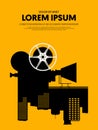 Movie and film poster template design modern retro vintage style