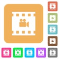 Movie filming rounded square flat icons