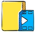 Movie folder icon in color drawing