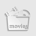 Movie Folder sign. Paper style icon. Illustration Royalty Free Stock Photo