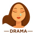 Movie genre drama cinema vector icon of woman crying