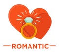 Movie genre romatic cinema vector icon of heart ring
