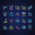 Movie genres neon light icons set Royalty Free Stock Photo