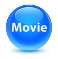 Movie glassy cyan blue round button