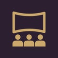 The movie house icon. Theater and show, cinema, presentation symbol. Flat