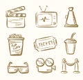 Movie icon set Royalty Free Stock Photo