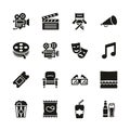 Movie Icons Black & White Set Royalty Free Stock Photo