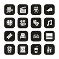 Movie Icons White On Black Set Royalty Free Stock Photo