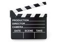 Movie industry. Clapperboard on white background.