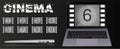 The movie on the laptop. Movie countdown numbers vector set. The countdown to the start of the old film. Royalty Free Stock Photo