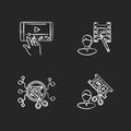 Movie making chalk white icons set on black background