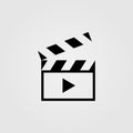 Movie media player icon. Video play with movie clapper symbol. Multimedia concept vector illustration Royalty Free Stock Photo