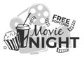 Movie night, free popcorn and snacks invitation