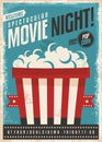 Movie night retro poster design