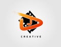 Movie play letter J logo design concept template. Abstract Video Play Icon