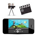 Movie Player on Smartphone, Camera and Clapper