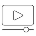 Movie player thin line icon. Play video and seek interface button symbol, outline style pictogram on white background