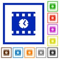 Movie playing time flat framed icons Royalty Free Stock Photo