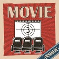 Movie premiere poster retro vintage chair and film strip countdown Royalty Free Stock Photo