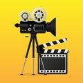 Movie projector, Retro cinema. Cinematography festival. Movie time. Vector illustration.