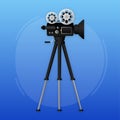 Movie projector, Retro cinema. Cinematography festival. Movie time. Vector illustration.