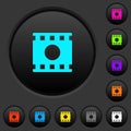 Movie record dark push buttons with color icons