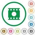 Movie record flat icons with outlines