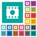 Movie record square flat multi colored icons