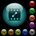 Movie resize large icons in color illuminated glass buttons