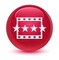 Movie reviews icon glassy pink round button