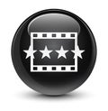 Movie reviews icon glassy black round button
