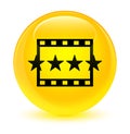 Movie reviews icon glassy yellow round button