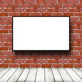 Movie screen in brick room