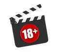 Movie Slate with 18+ Age Restriction Sign Isolated Royalty Free Stock Photo