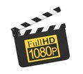 Movie Slate with Full HD 1080p Icon Isolated Royalty Free Stock Photo