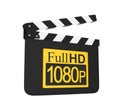 Movie Slate with Full HD 1080p Icon Isolated Royalty Free Stock Photo