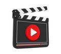 Movie Slate with Play Button Isolated Royalty Free Stock Photo