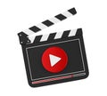 Movie Slate with Play Button Isolated Royalty Free Stock Photo