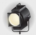 Movie spotlight icon. Spotlight lightning object used to project rays of light with system of lenses