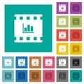 Movie statistics square flat multi colored icons