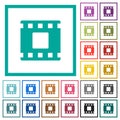 Movie stop flat color icons with quadrant frames