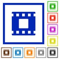 Movie stop flat framed icons