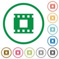 Movie stop flat icons with outlines